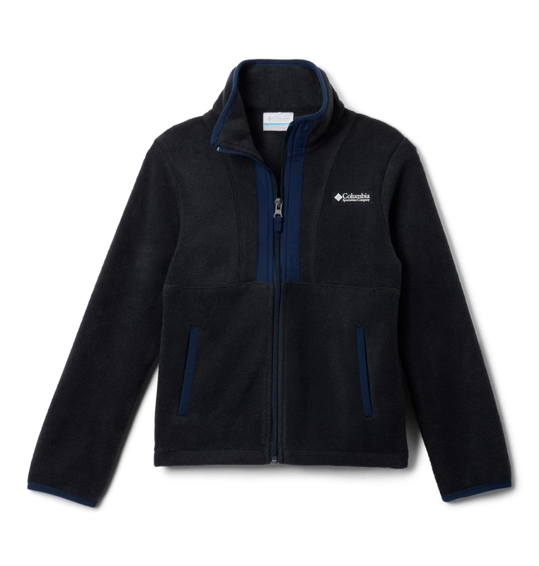 Columbia Youth Back Bowl 2 Full Zip Fleece, Full Zip Fleece Jacket, Black/Collegiate Navy, XX-Small