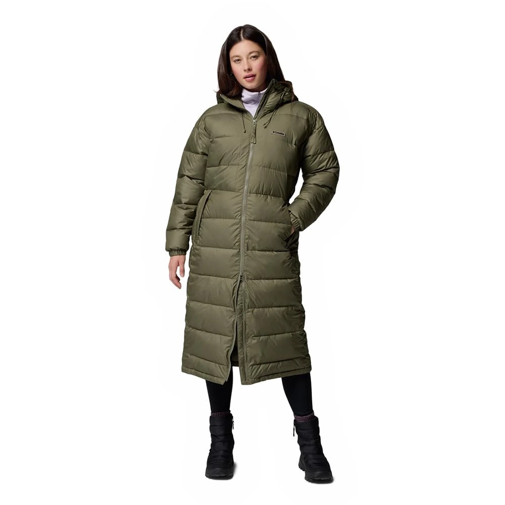 Columbia Women's Pike Lake 3 Long Jacket, Hooded Puffer Jacket, Stone Green, S