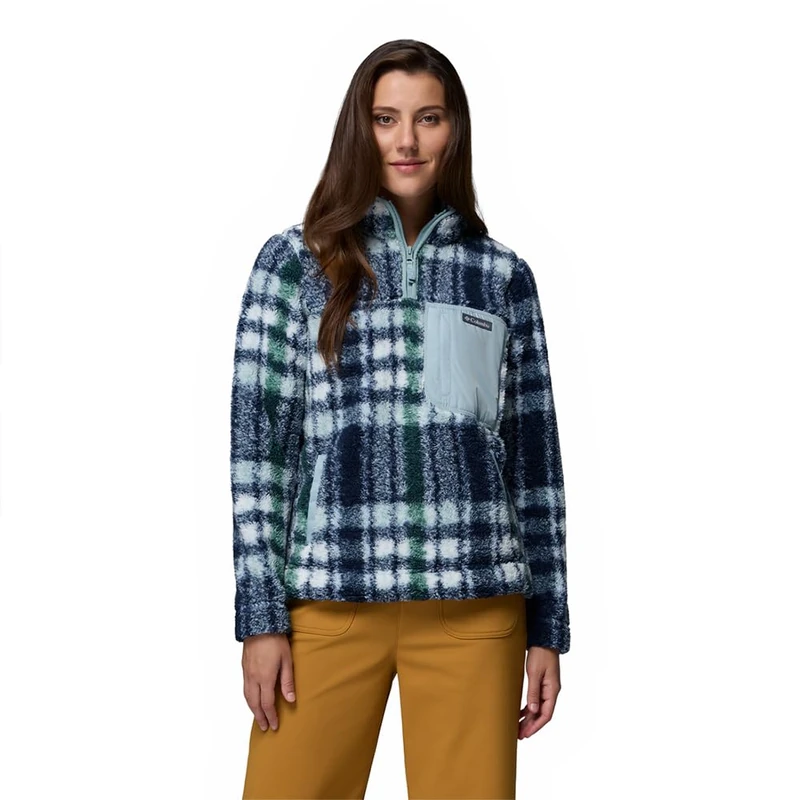Columbia Women's West Bend 1/4 Zip 2, Fleece Pull Over, Crushed Blue Herringplaid, S