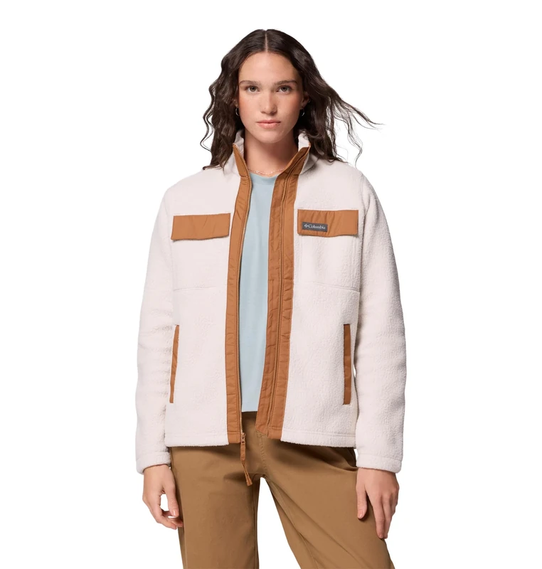 Columbia Women's Juniper Peak Full Zip Fleece, Full Zip Fleece Jacket, Dark Stone/Camel Brown, X-Small