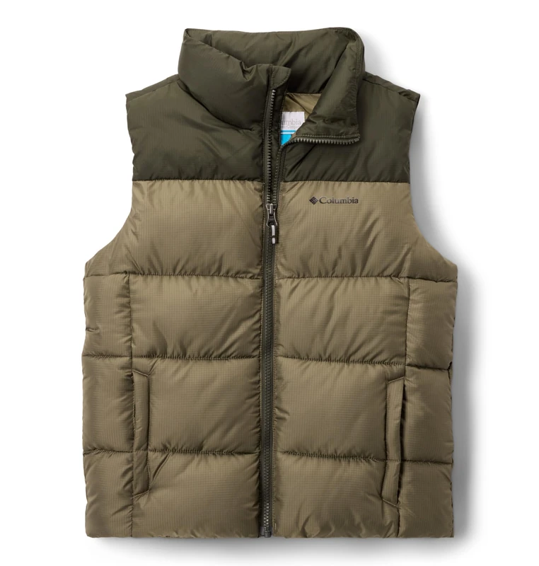 Columbia Youth Puffect Vest, Puffer Vest Body Warmer, Stone Green/Greenscape, X-Small