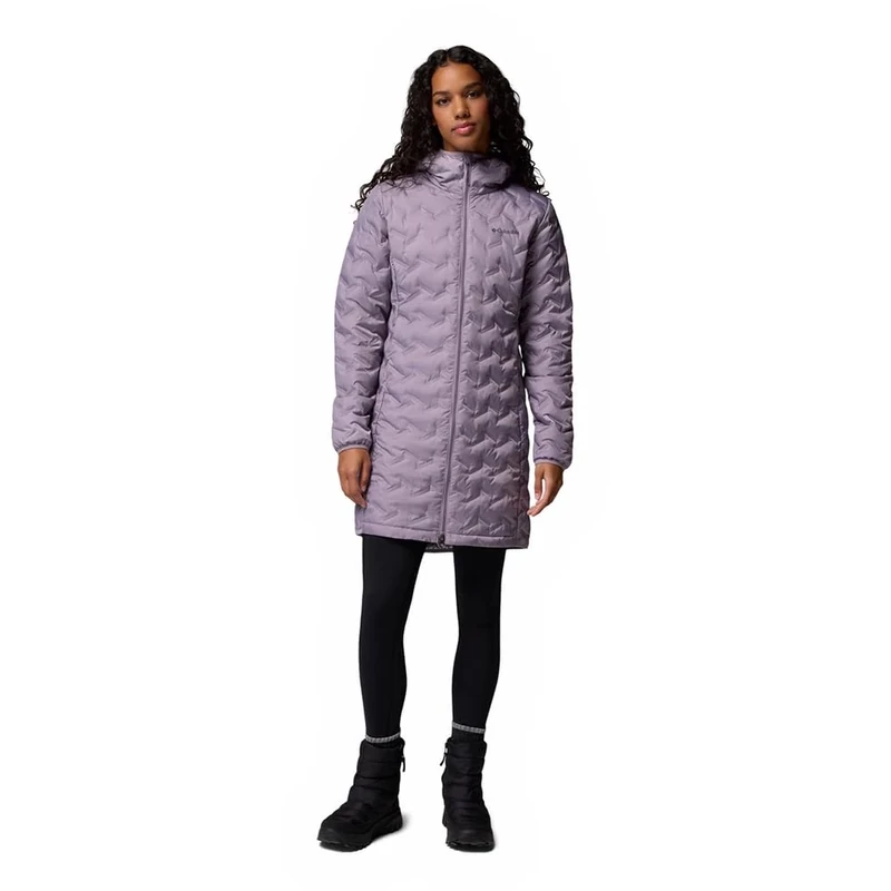 Columbia Women's Delta Ridge 2 Long Down Jacket, Puffer Down Jacket, Shale Purple, M