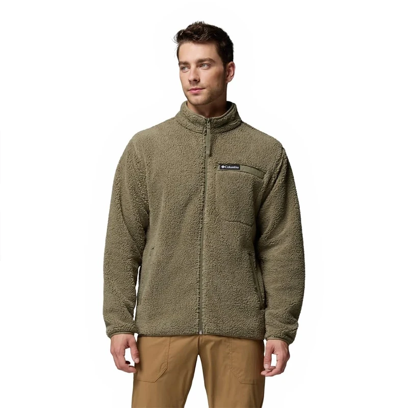 Columbia Men's Rugged Ridge High Pile Full Zip, Full Zip Fleece Jacket, Stone Green, M