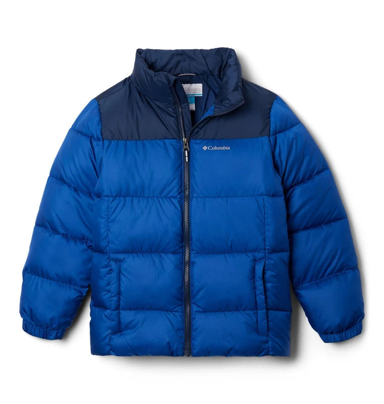 Columbia Youth Boys Puffect 2 Jacket, Puffer Jacket, Mountain Blue/Collegiate Navy, X-Small