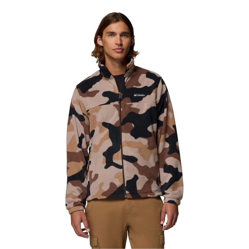 Columbia Men's Steens Mountain Printed Jacket, Full Zip Fleece Jacket, Tobacco Mod Camo, S