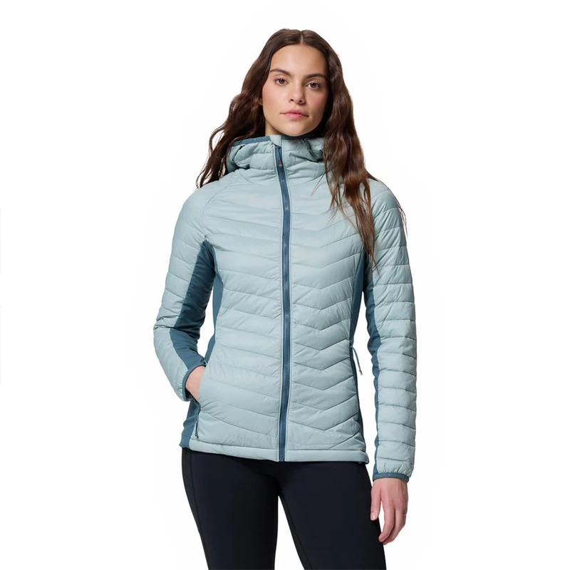Columbia Women's Powder Pass 2 Hybrid Hooded Jacket, Hooded Puffer Jacket, Crushed Blue, Everblue, S