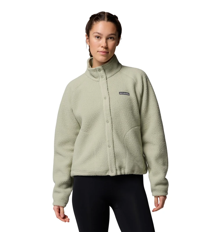 Columbia Women's Jasper Ridge Pebbled Fleece Full Snap, Fleece Jacket, Safari, Medium