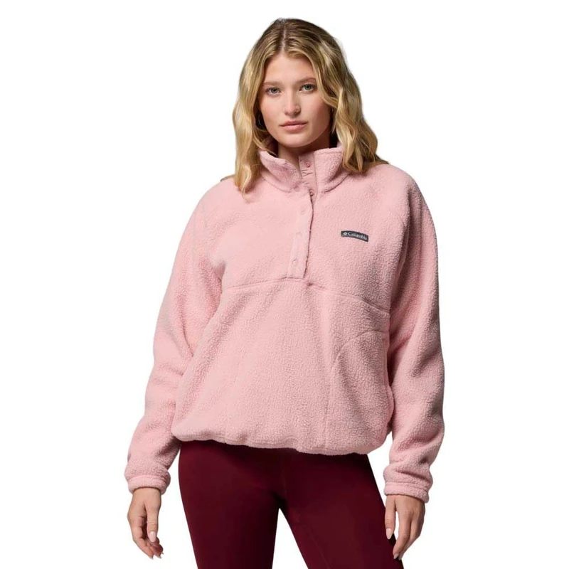 Columbia Women's Jasper Ridge Pebbled Fleece Half Snap, Fleece Pull Over, Eraser Pink, XS