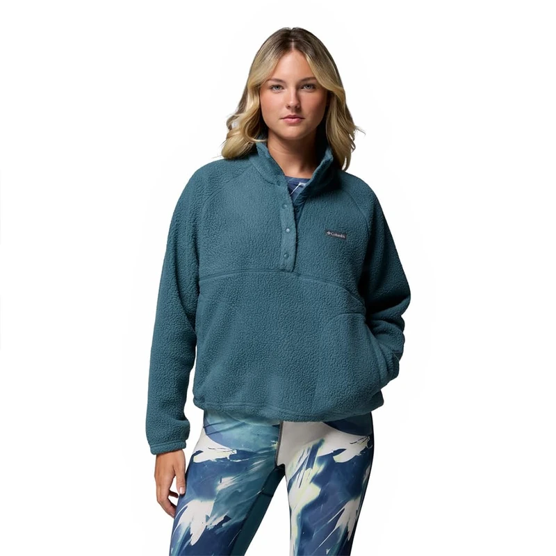 Columbia Women's Jasper Ridge Pebbled Fleece Half Snap, Fleece Pull Over, Everblue, XS