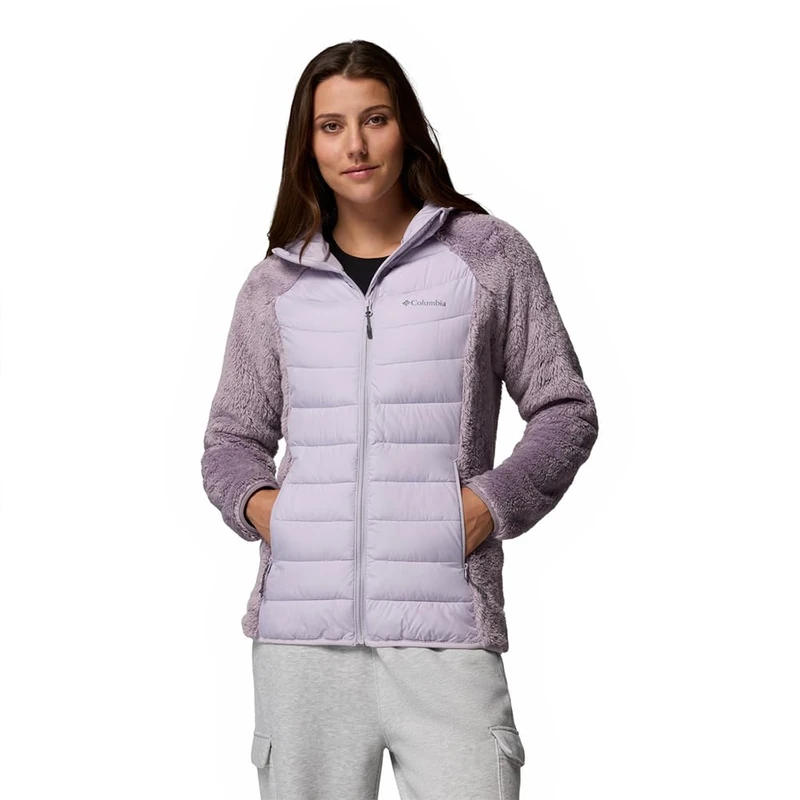 Columbia Women's Powder Lite 2 Sherpa Hybrid Jacket, Puffer Jacket, Shale Purple, Lavender Pearl, L