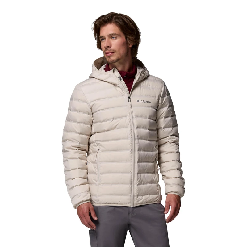 Columbia Men's Lake 22 2 Down Hooded Jacket, Hooded Puffer Down Jacket, Dark Stone, Large