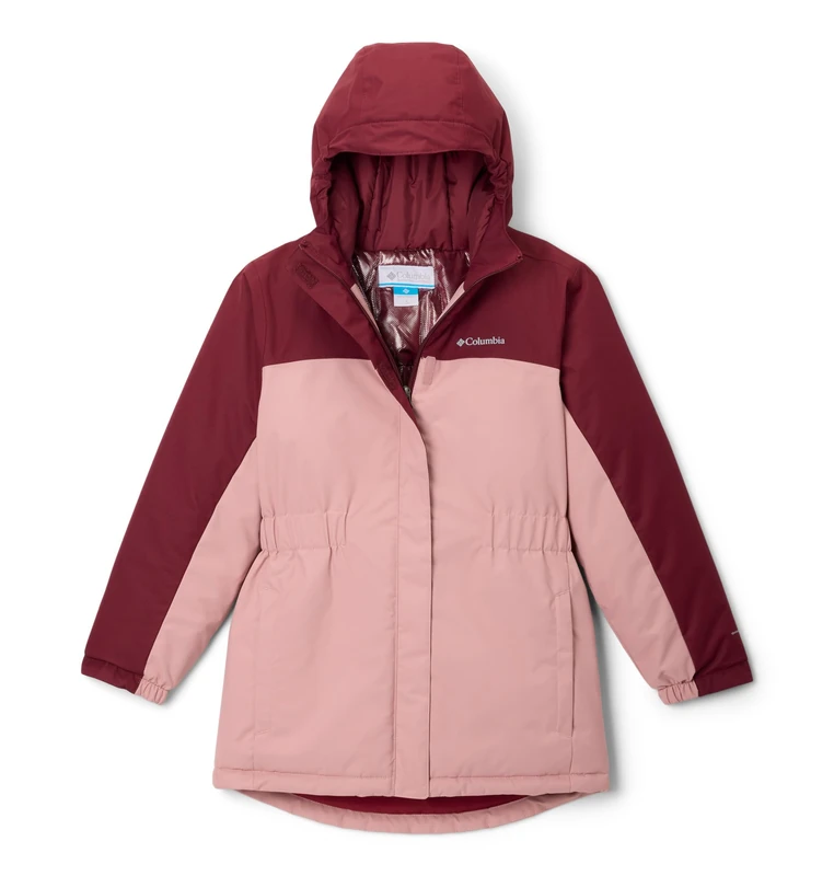 Columbia Youth Girls Hikebound 2 Long Insulated Jacket, Winter Jacket, Eraser Pink/Rich Wine, Medium
