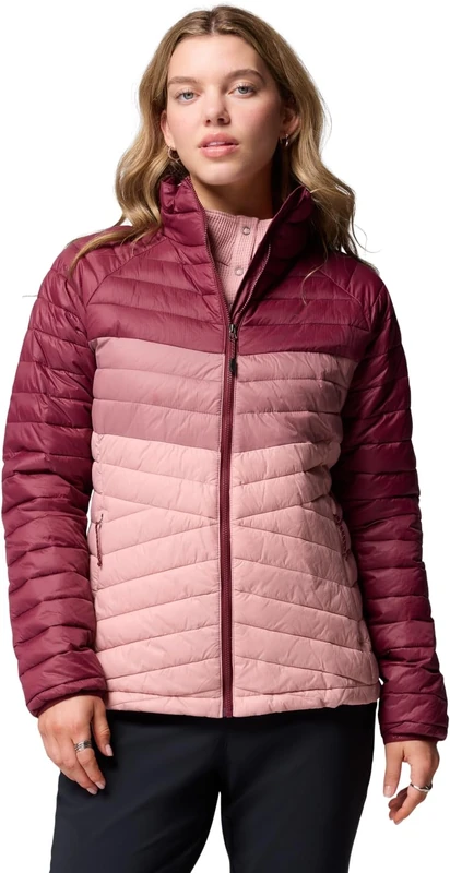 Columbia Women's Powder Pass Jacket, Puffer Jacket, Eraser Pink/Fig/Rich Wine, S