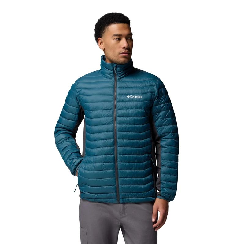 Columbia Men's Powder Pass Hybrid Jacket, Puffer Jacket, Everblue/Shark, Medium
