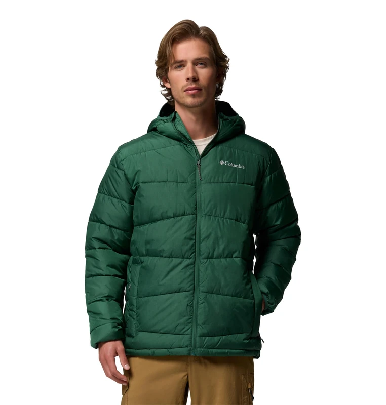 Columbia Men's Fivemile Butte 2 Hooded Jacket, Hooded Puffer Jacket, Rain Forest, Large