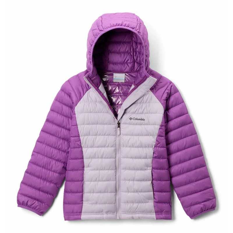 Columbia Youth Girls Powder Lite 2 Hooded Jacket, Hooded Puffer Jacket, Lavender Pearl, Razzle, M - Image 1