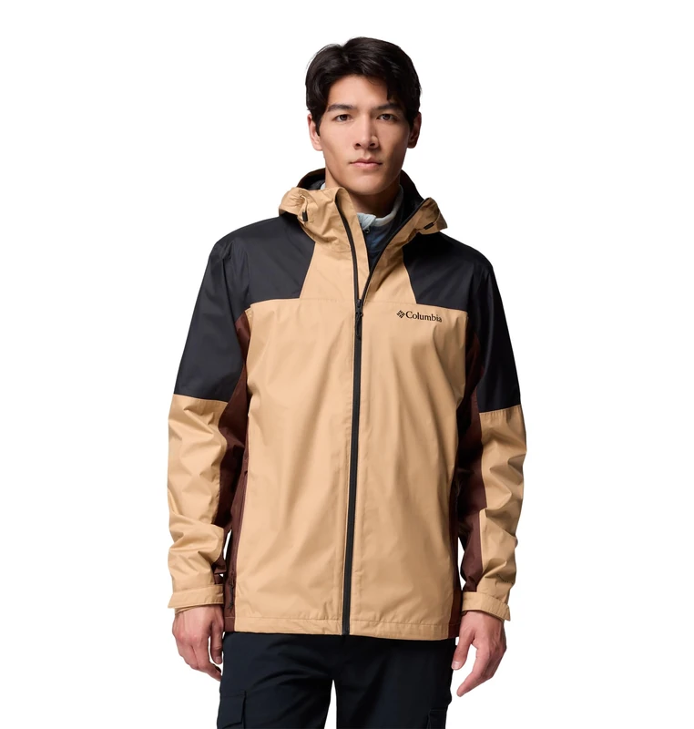 Columbia Men's Inner Limits 3 Jacket, Waterproof Rain Jacket, Canoe/Black/Tobacco, Medium