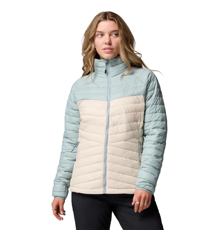 Columbia Women's Powder Pass Jacket, Puffer Jacket, Dark Stone/Crushed Blue, Large