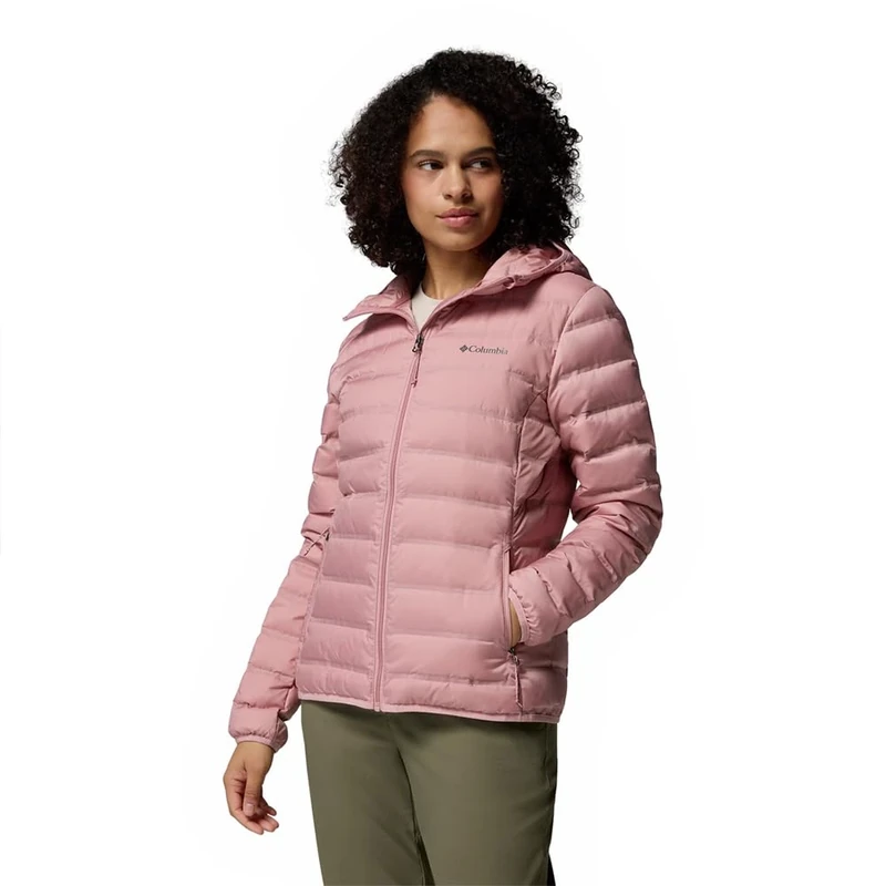 Columbia Women's Lake 22 2 Down Hooded Jacket, Hooded Puffer Down Jacket, Eraser Pink, M