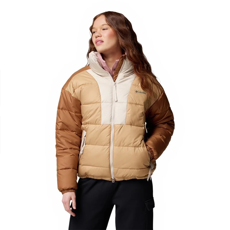 Columbia Women's Pike Lake Jacket, Puffer Jacket, Canoe, Camel Brown, Dark Stone, L