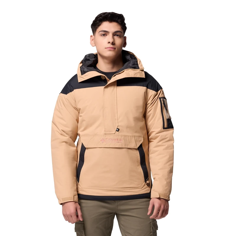 Columbia Men's Challenger 2 Insulated Pullover, Winter pullover jacket, Canoe/Black, Large