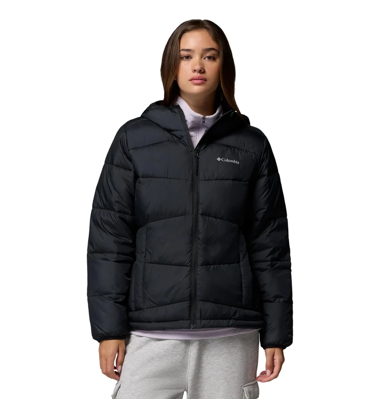 Columbia Women's Fivemile Butte Hooded Jacket, Hooded Puffer Jacket, Black, Large