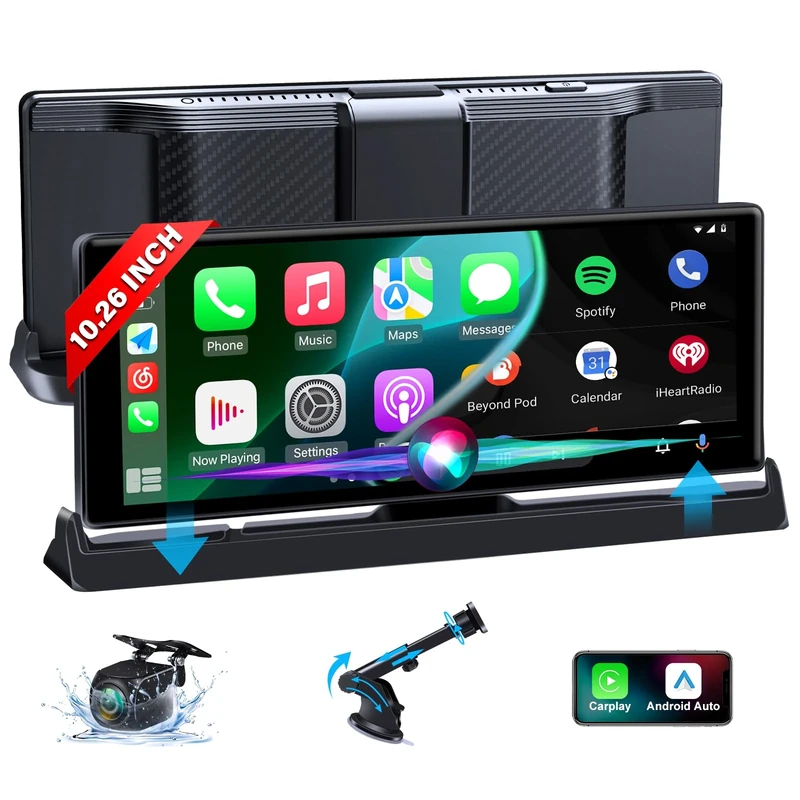 Limited TimeApple Car Play Screen with Exclusive Bracket 10.26 Inch Wireless CarPlay Android Auto, CarPlay Screen for Car Car Tablet with GPS Navigation Siri G-oogle