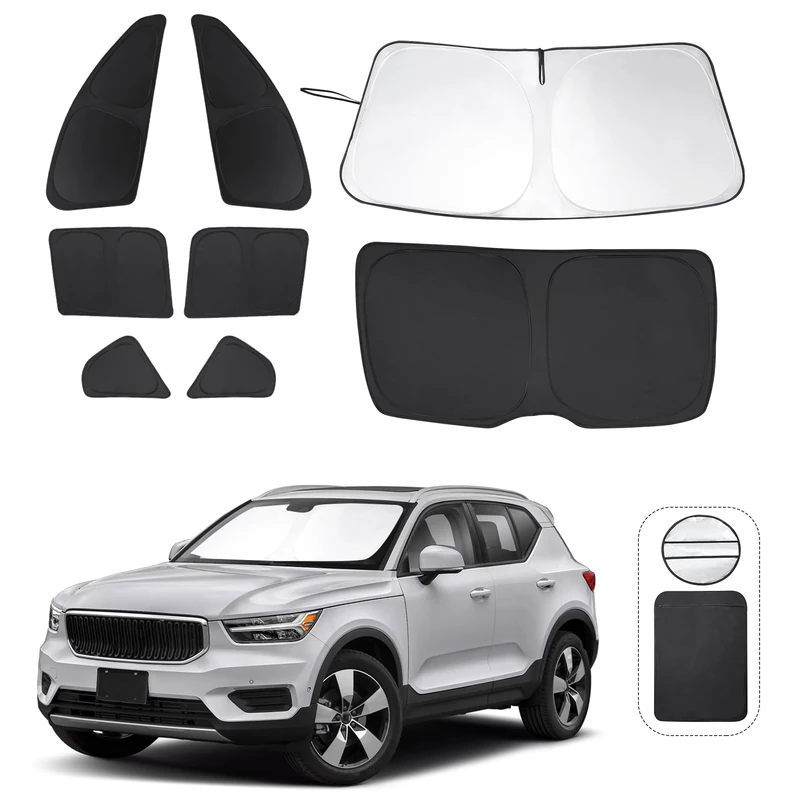 TINGLU Window Shades for Volvo XC40 2019-2025 Accessories Car Side Full Windows Rear Triangular Windshield Sun Shade Sun UV Rays & Privacy Protection for Camping,Napping,and Relaxing 8PCS - Image 1