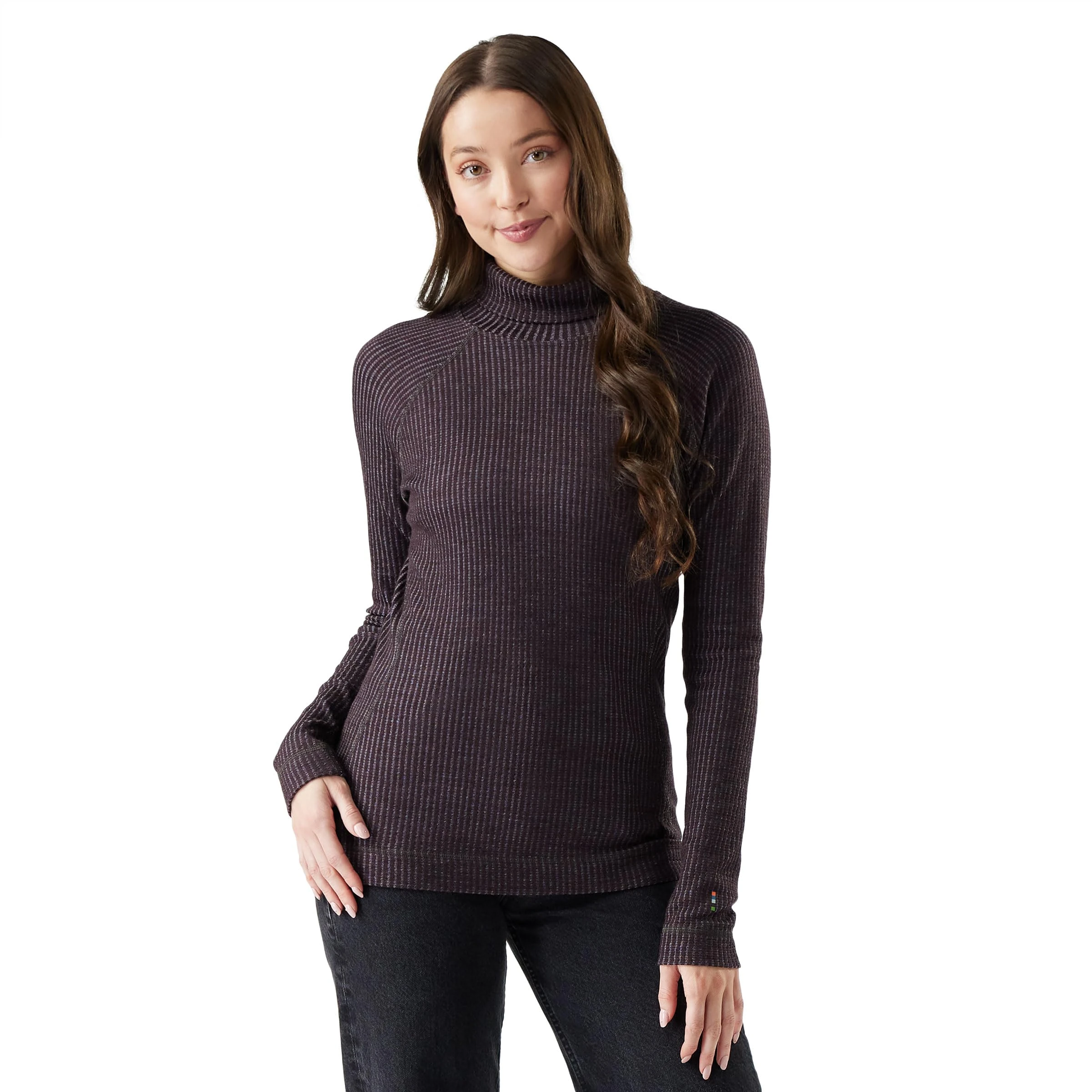 Smartwool Women's Standard Thermal Merino Rib Turtleneck, Mink-Chalk Violet Heather