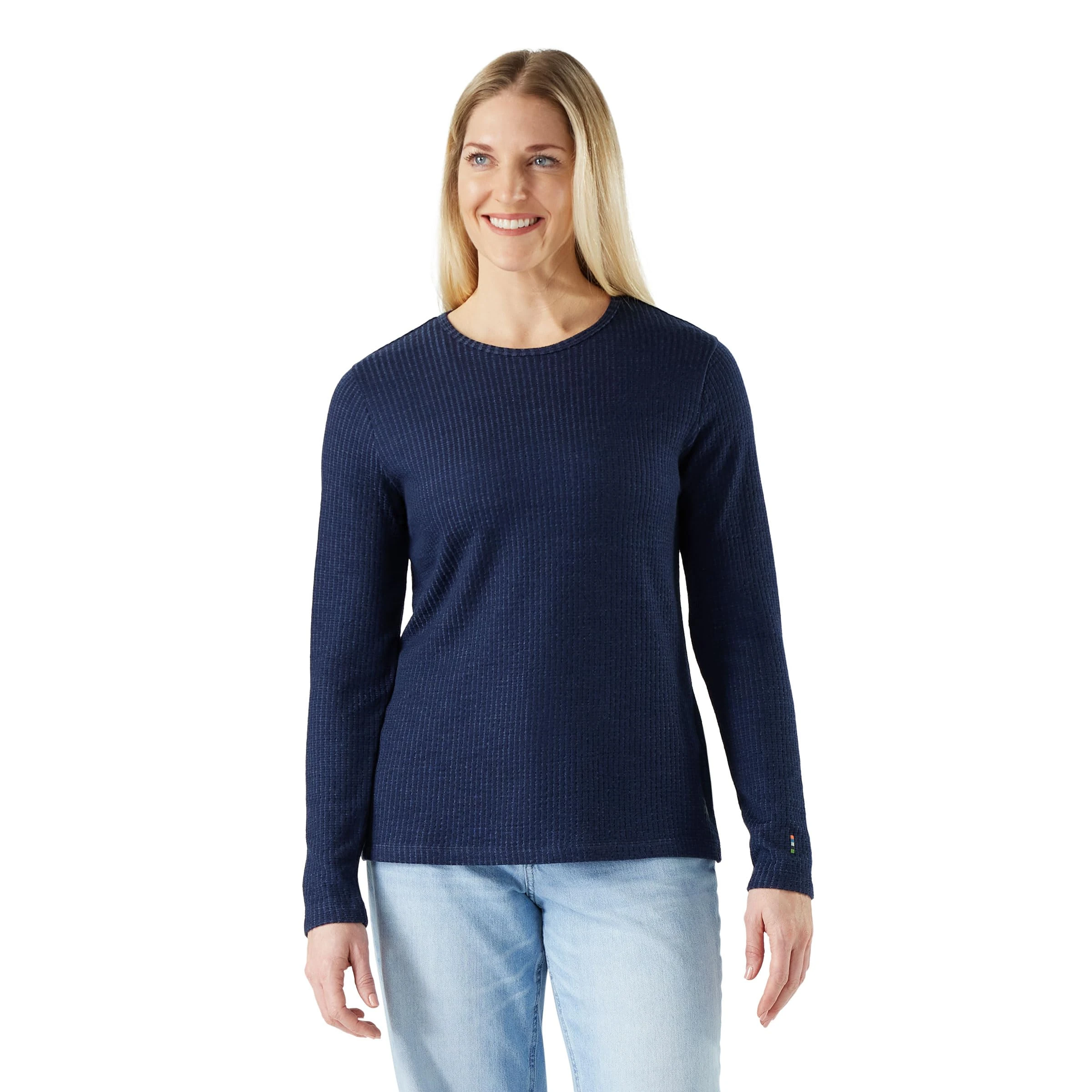 Smartwool Women's Standard Thermal Merino Rib Crew, Nightfall Blue-Deep Navy