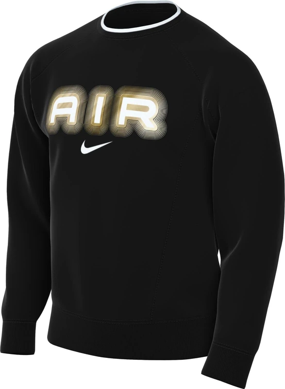 NIKE HM0177-010 M NSW SW AIR CREW FLC BB,BLACK Sweatshirt Men's BLACK/METALLIC GOLD Size S - Image 1