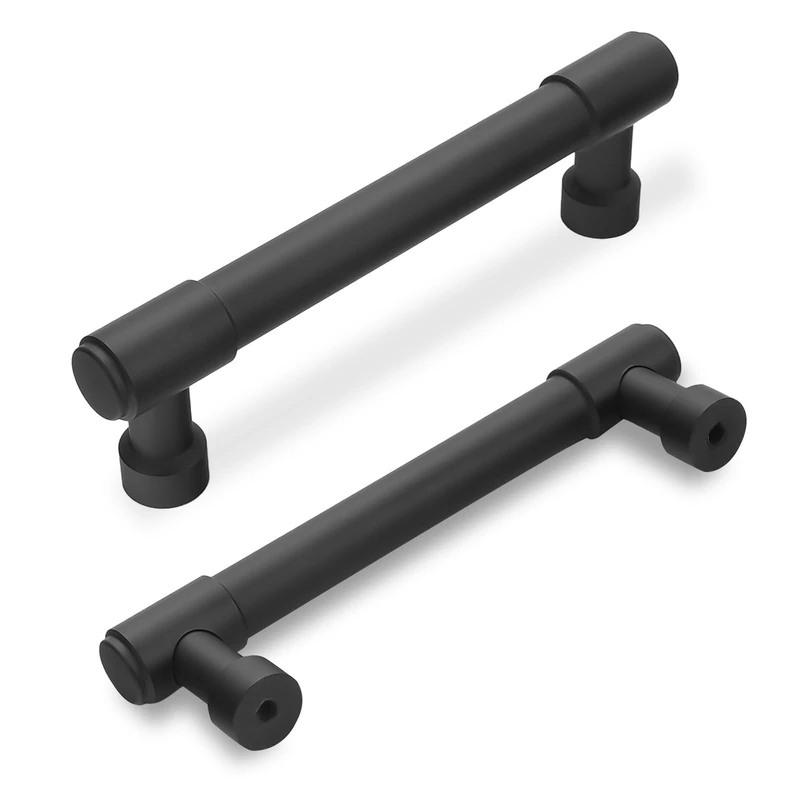 BUKOBYHE 10 Pack 3-3/4 Inch(96mm) Kitchen Cabinet Handles Matte Black Cabinet Pulls Alloy Drawer Pulls Solid Cabinet Hardware