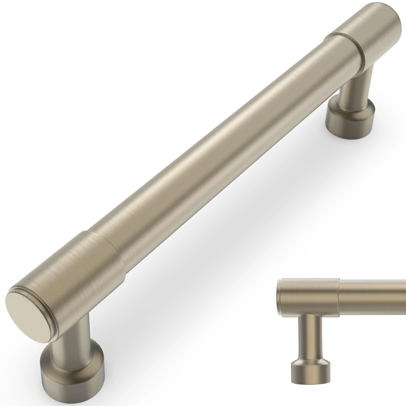 BUKOBYHE 10 Pack 5 Inch(128mm) Kitchen Cabinet Handles Champagne Bronze Cabinet Pulls Alloy Drawer Pulls Solid Cabinet Hardware
