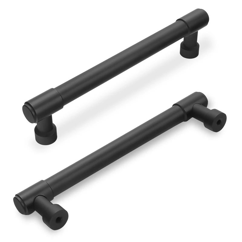 BUKOBYHE 10 Pack 5 Inch(128mm) Kitchen Cabinet Handles Matte Black Cabinet Pulls Alloy Drawer Pulls Solid Cabinet Hardware