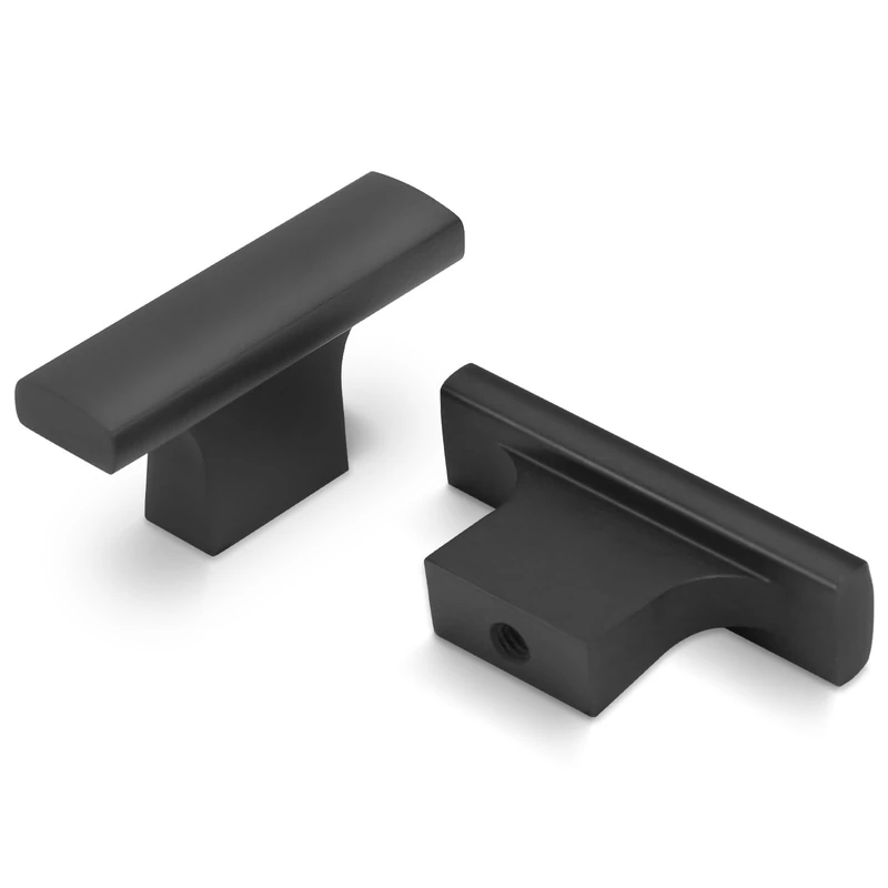 Amasideca 30 Pack Matte Black Aluminum Cabinet Knobs - 1.9 x 0.5 x 1 Inches - Black, Ambidextrous, 30 Count
