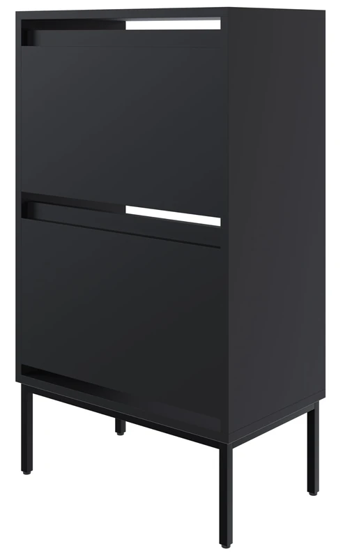 Selsey Bemmi Shoe Cabinet Shoe Rack 50 cm 2 Flaps Shoe Storage Standing Black Legs
