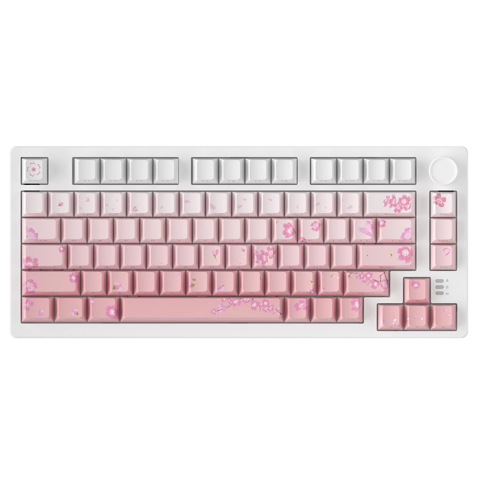 DAREU EK75PRO Sakura Pink Wireless Mechanical Gaming Keyboard,75% Hot Swap Creamy Keyboard with Knob,RGB Backlit,Gasket Custom Structure,Side Printed PBT Keycaps,2.4Ghz/BT5.1/USB-C, for Win/MAC