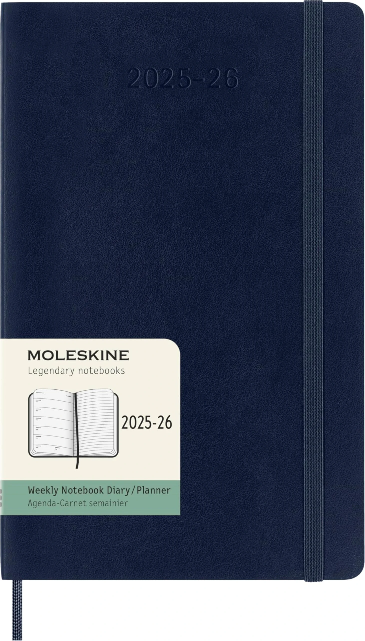 Moleskine Weekly Planner 2025-2026, 18-Month Weekly Planner With Note Space, Soft Cover and Elastic Closure, Large 13 x 21 cm, Colour Sapphire Blue