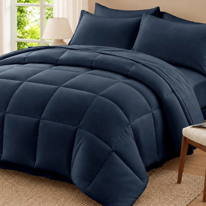 Anluoer Full Size Comforter Sets, 7 Piece Bed in a Bag Full Bedding Sets