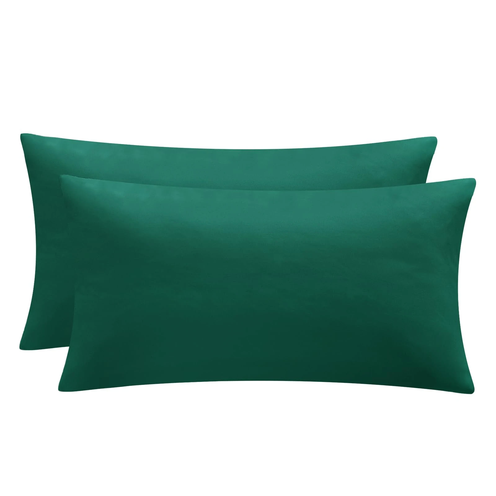 Aisbo Green Pillow Cases 2 Pack - Dark Forest Green King Plain Pillowcase Set of 2, Soft Microfiber Housewife Pillow Cover with Envelope Closure 50x90 cm