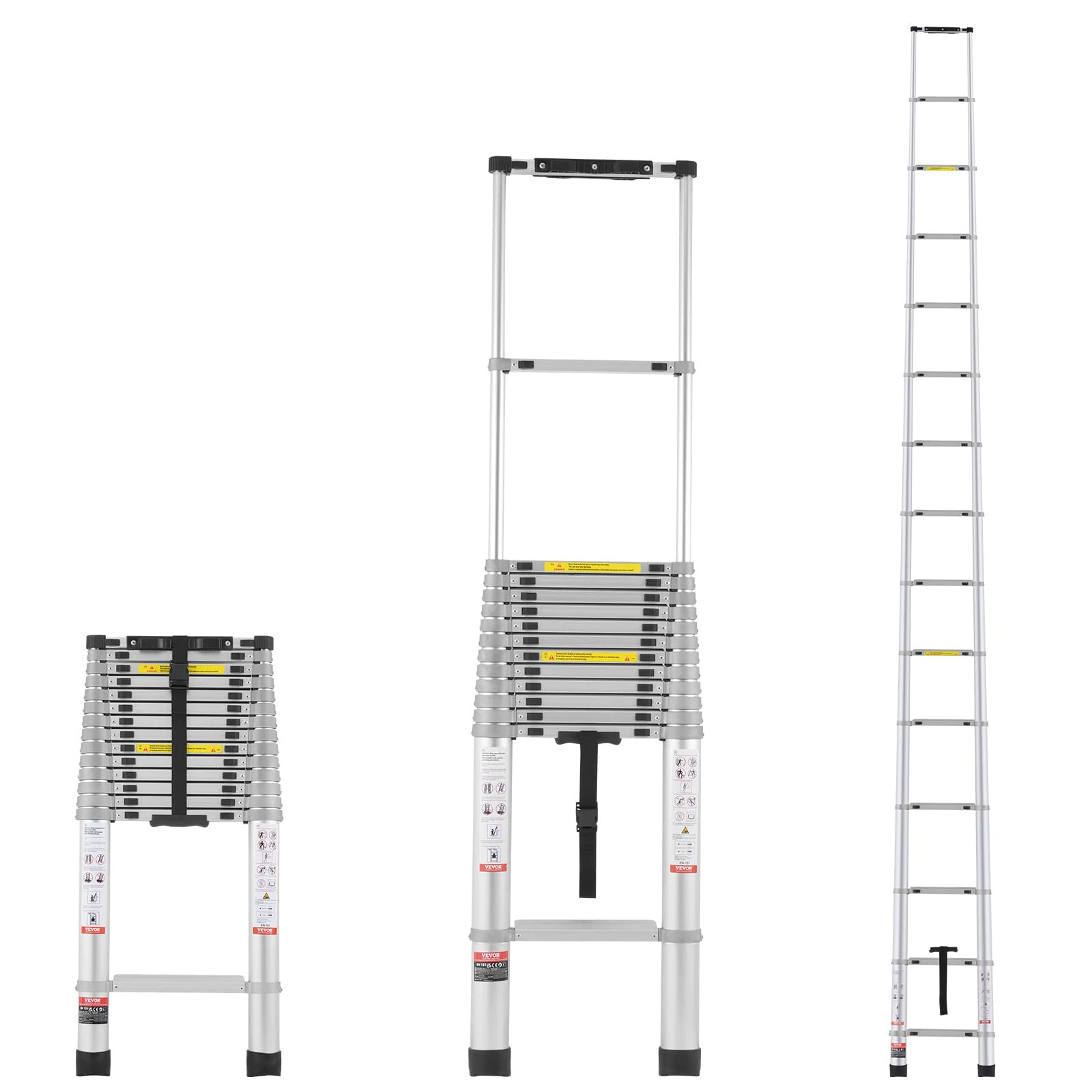 VEVOR Telescoping Ladder, 20.3FT Aluminum Lightweight Extension Ladder, Multi-button Retraction Collapsible Ladder, 419 LBS Capacity with Non-slip Feet, Portable Compact Ladders for Home, RV, Loft
