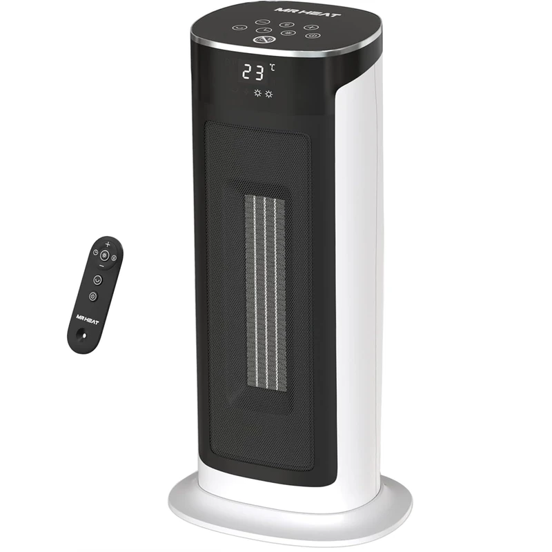 17 Inch Electric Heater 2000W Energy Efficient Space Heater with Thermostat Remote Control 75° Oscillating Portable Heater 3-Mode Tip-over & Overheat Protection Ceramic Fan Heater for Home White