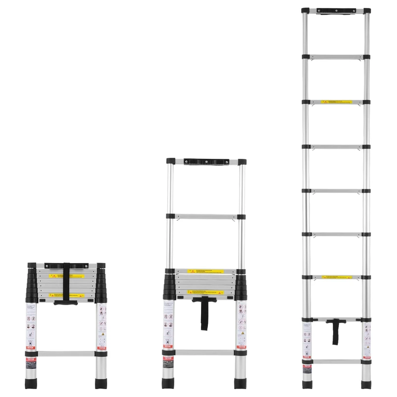 VEVOR Aluminum Telescoping Ladder, 8.5FT Lightweight Extension, One-button Retraction, 375 LBS Capacity, Non-slip Feet, Portable for Home, RV, Loft - Image 1