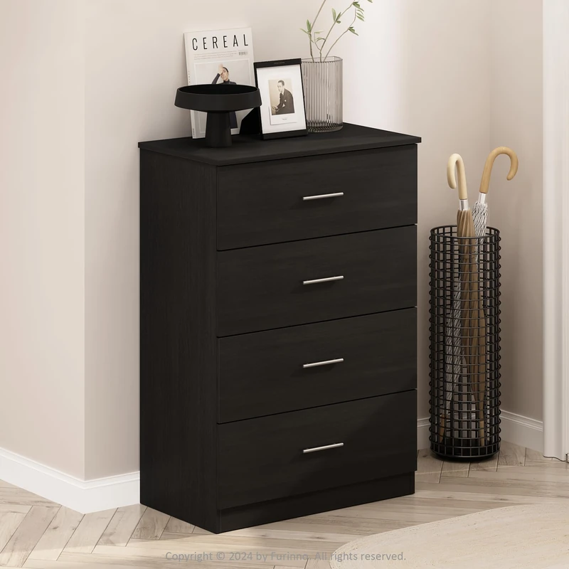 Furinno FRANS Simple Design Console Table with 4 Drawers for Entryway, Living Room, Americano