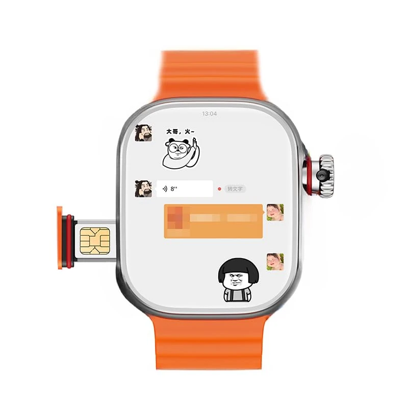 Android Smartwatch S9 Ultra 4G Network SIM Card 2.2 inch Amoled 180° Rotary Camera GPS WIFI Global Call Smart Watch Men Ultra 5G (Silver Orange,2GB 32GB)