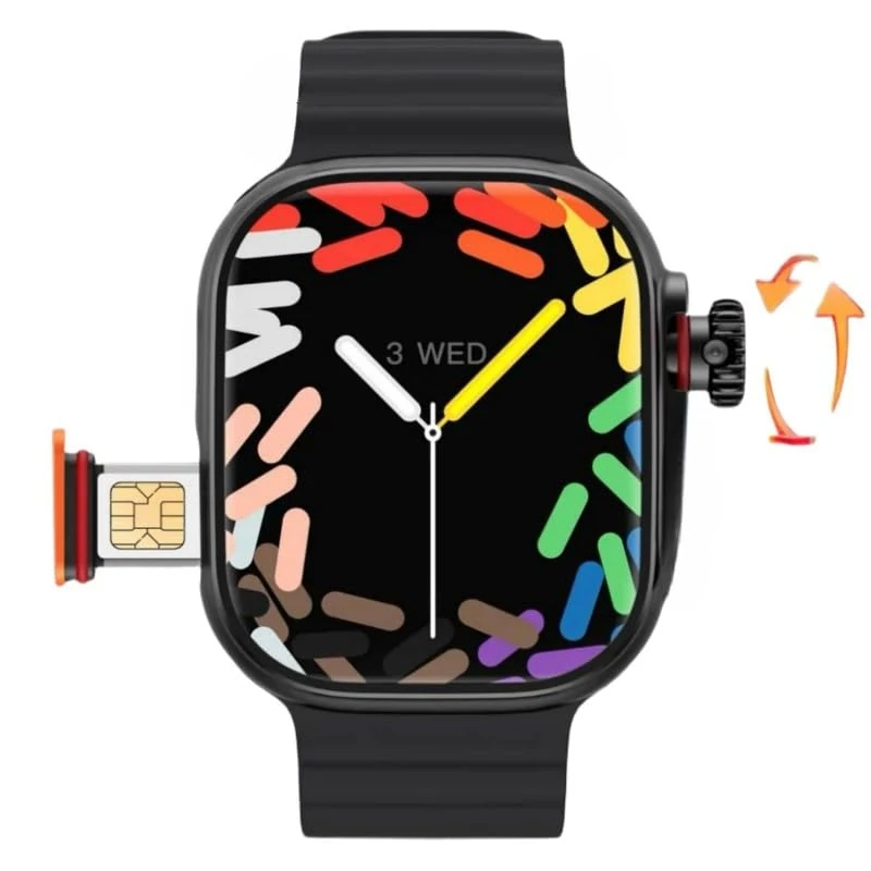 Android Smartwatch S9 Ultra 4G Network SIM Card 2.2 inch Amoled 180° Rotary Camera GPS WIFI Global Call Smart Watch Men Ultra 5G (Black,2GB 32GB)