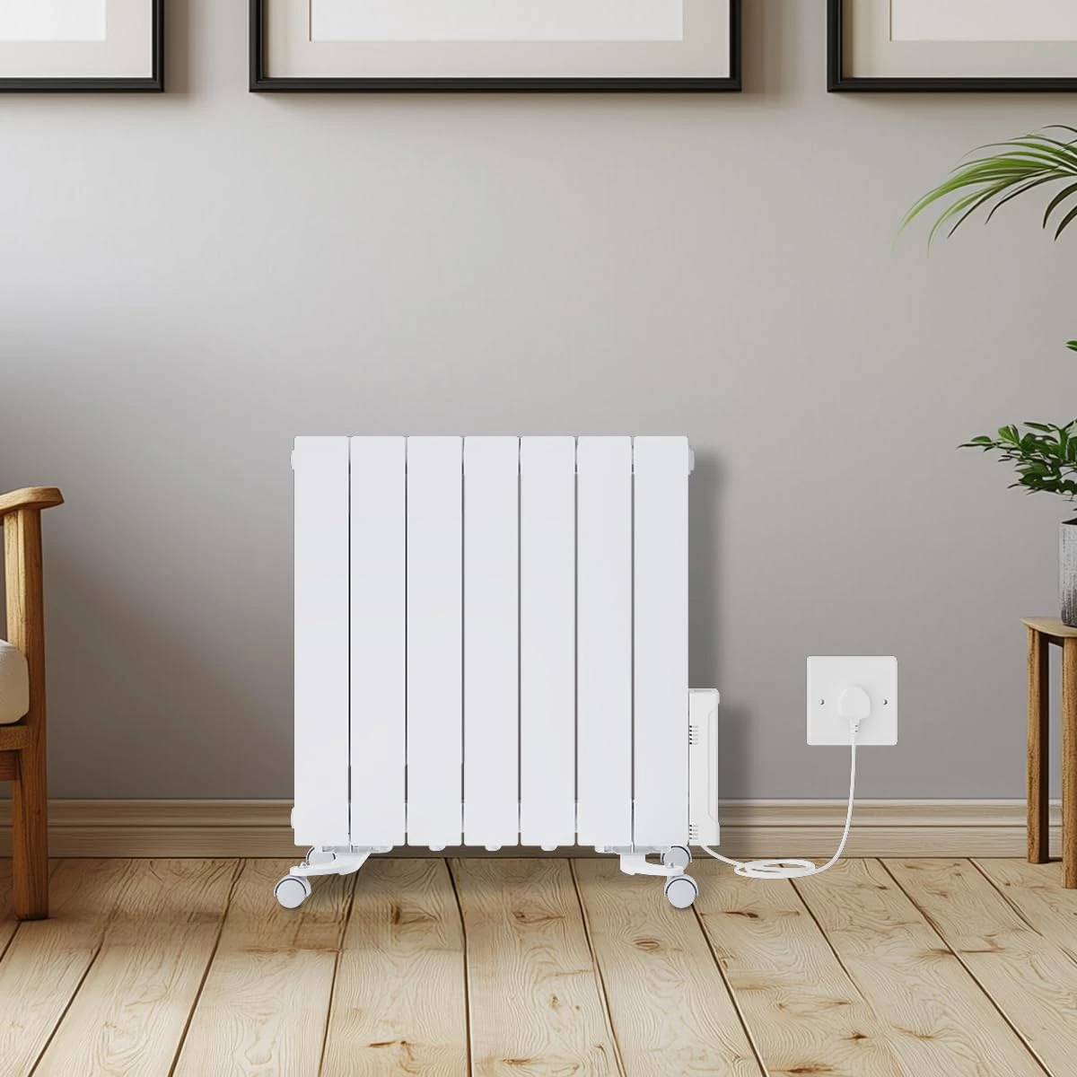 Warmehaus 1200W Electric Oil Filled Radiator 24/7 Day Timer and Thermostat Wall Mounted/Freestanding, Plug in Electric Heater Smart WiFi Low Energy Portable with Child Lock White