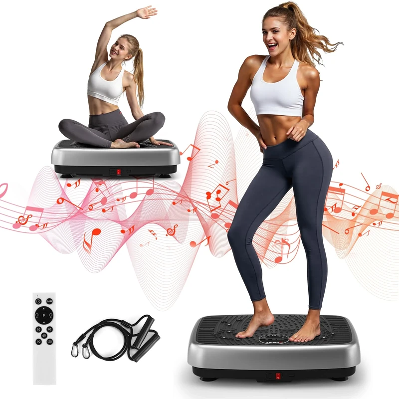 MOSUNY Vibration Plate, Vibration Plate Exercise Machine For Lymphatic Drainage, 2025 Upgraded Double Motors for Vibrating Plate Weight Loss, 450 LBS Capacity Vibration Plate For Whole Body Workout