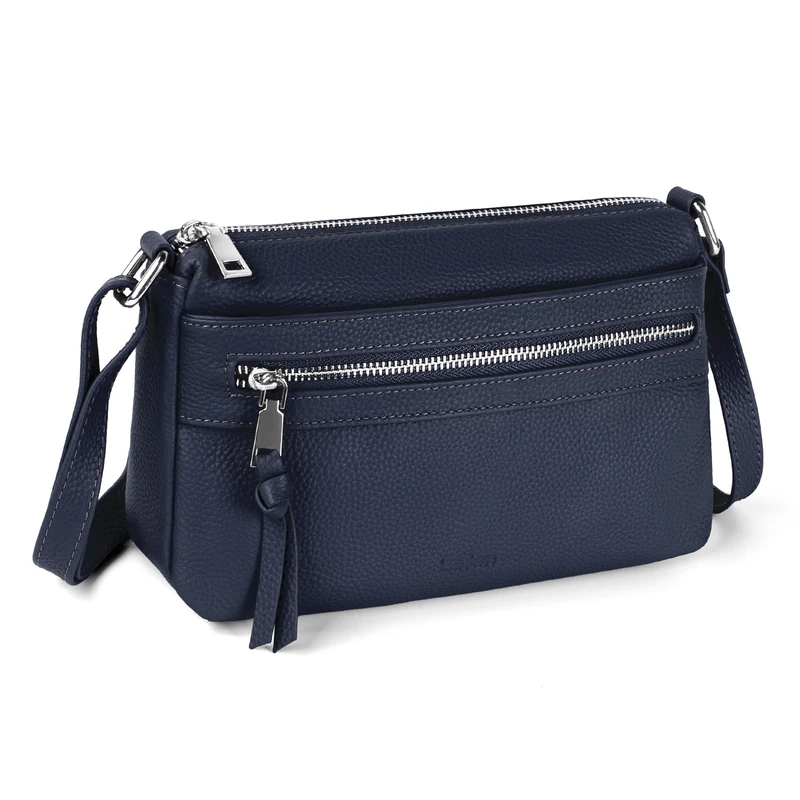 Befen Genuine Leather Handbag Women's Medium Size Crossbody Bag with RFID Blocker, Dark Blue