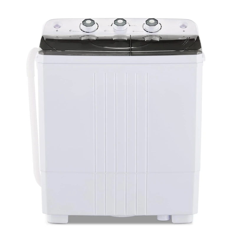 LEMROE Twin Tub Washing Machine Electric Mini Portable, Compact 4.5KG Capacity Washer 1.5KG Spin Dryer Laundry with Timer Control & Drain Pipe for Apartment Dorms Camp College Rooms